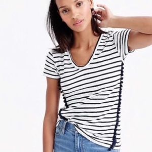 J. Crew Linen Pom Pom T Shirt